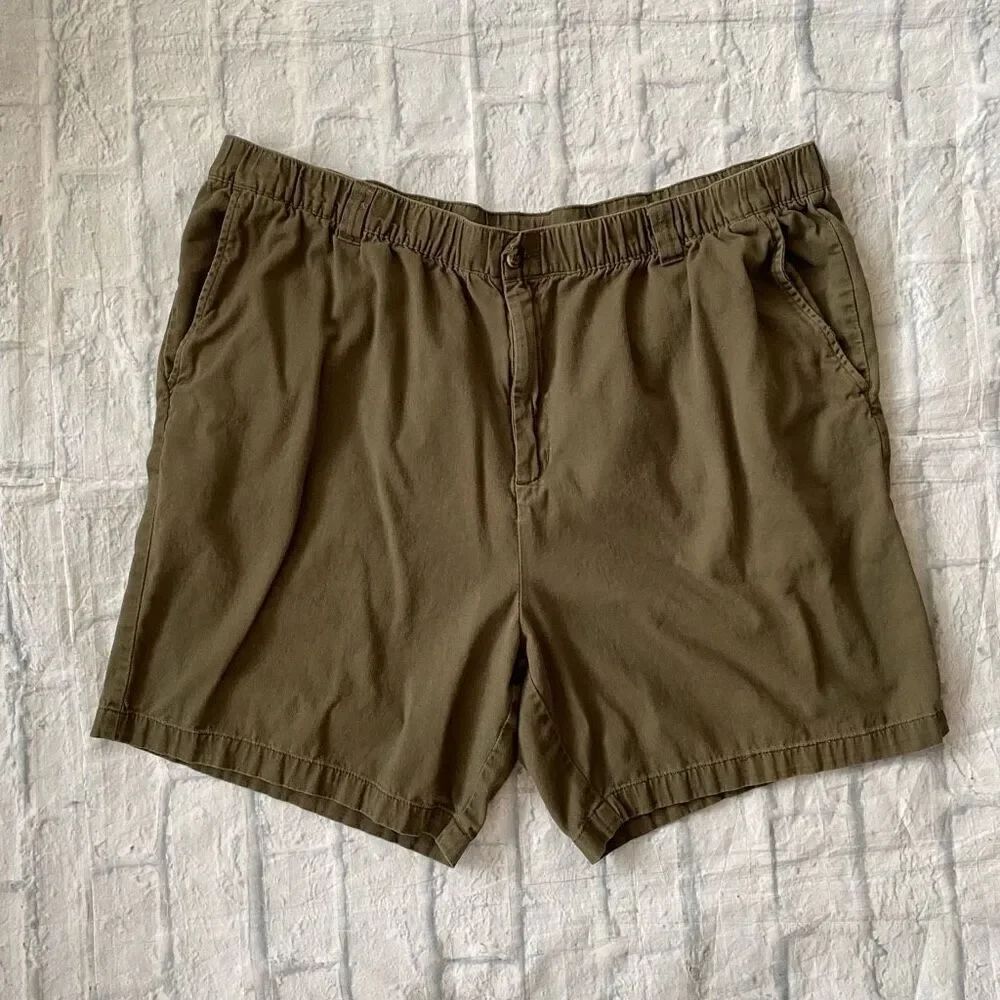Kingsize men XL Big chino shorts w/elastic and drawstring waist olive green